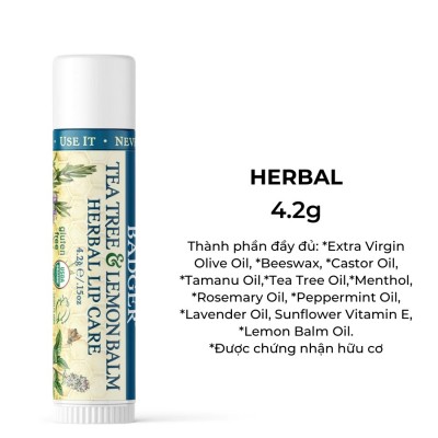 Son dưỡng môi hữu cơ BADGER Lip Balm USDA Organic - 4.2g