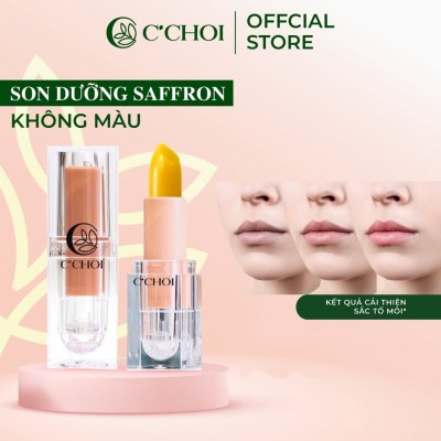 Son Dưỡng Môi Không Màu SAFFRON C'CHOI Nhuỵ Hoa Nghệ Tây Giúp Môi Giảm Thâm Căng Mọng Dạng Thỏi 4g