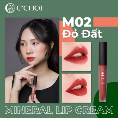 [Đỏ Đất] Son Kem Lì C'CHOI MINERAL LIP CREAM Chiết Xuất Từ Thiên Nhiên Muddy Red - M02