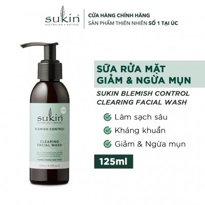 Sữa Rửa Mặt Giảm Mụn Sukin Blemish Control Clearing Facial Wash 125ml