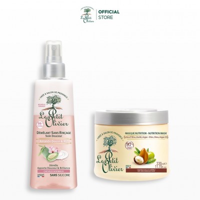 Combo Xịt Dưỡng Làm Mềm Tóc 150ml và Kem Ủ Phục Hồi Tóc Hư Tổn 330ml Le Petit Olivier