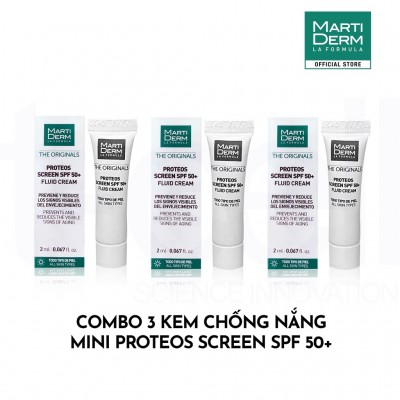 Combo 3 Mini Kem Chống Nắng Phổ Rộng Toàn Diện Ngừa Lão Hóa Martiderm The Originals Proteos Screen SPF50+ (3 tuyp x 2ml)